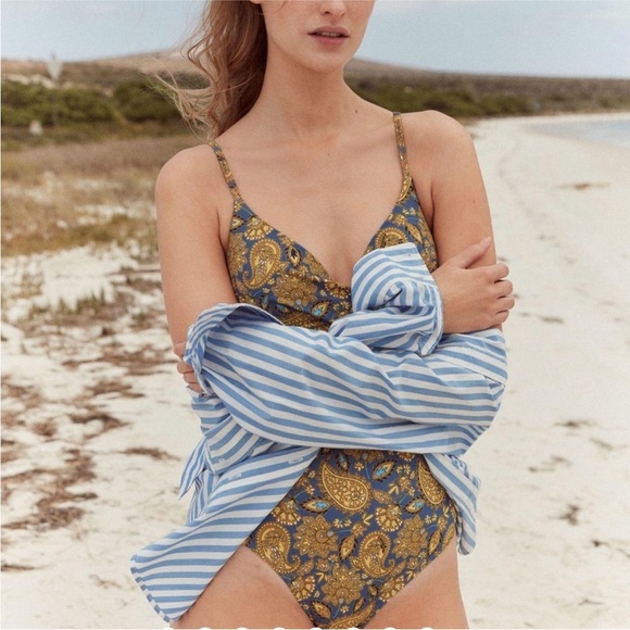Boden Capri cup-size swimsuit harvest gold bathing suit Sz 38B NWT - Picture 4 of 14